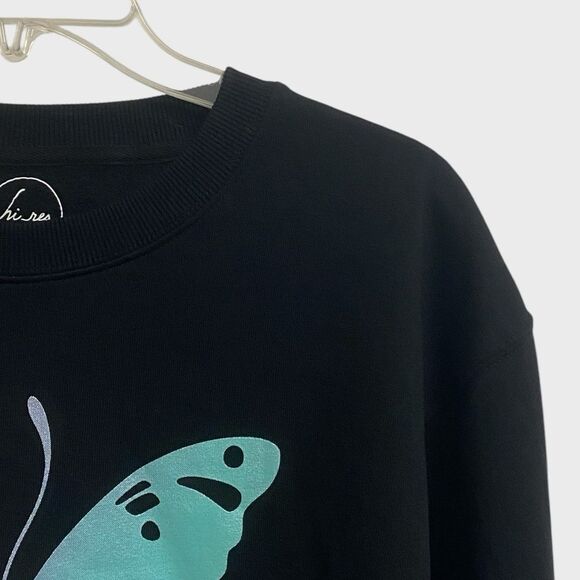 NWT Urban Outfitters Hi Res Butterfly Sweatshirt Women's Size S Black Oversized - Picture 7 of 13